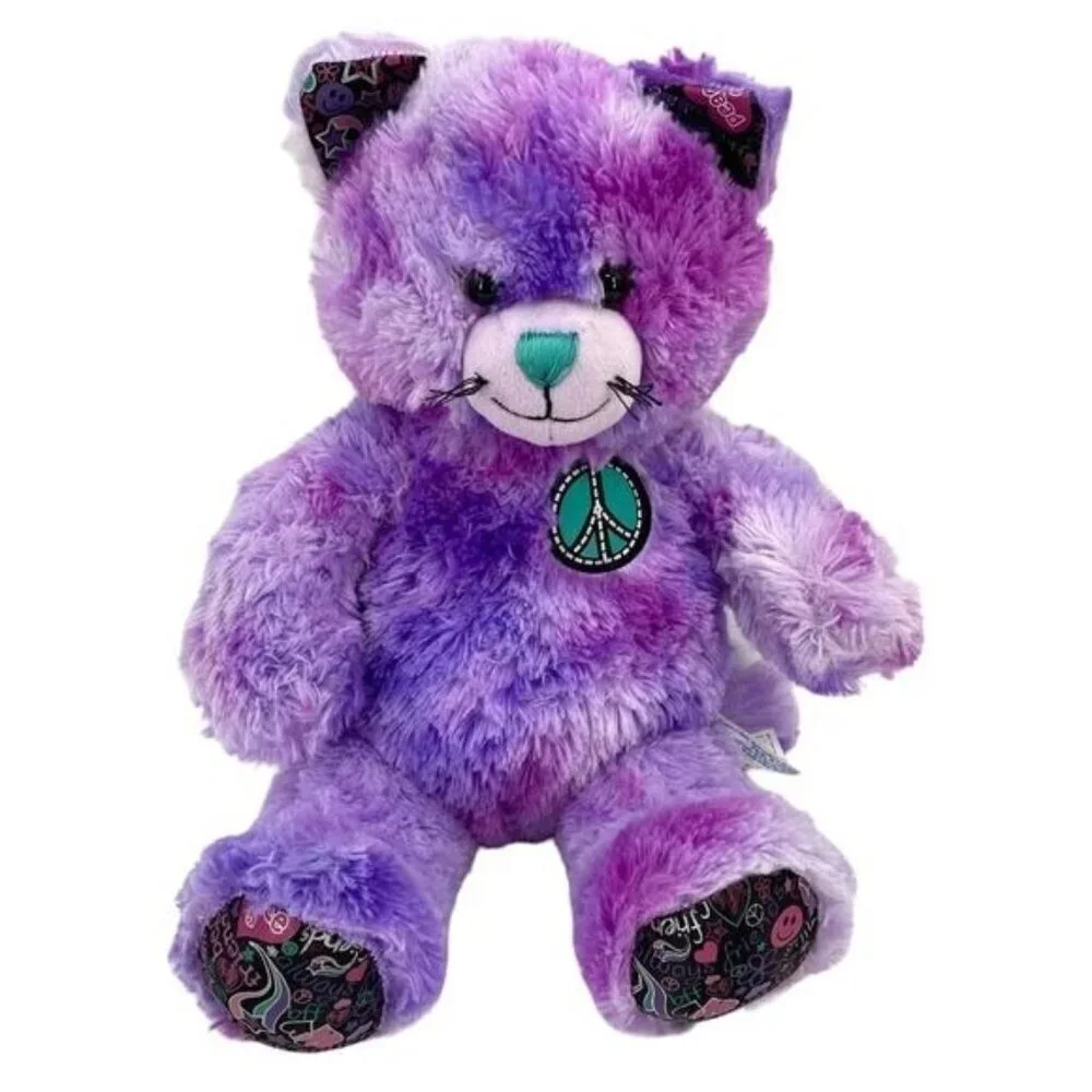 Build-A-Bear Tie Dye Peace Plush Kitty Cat Stuff Animal